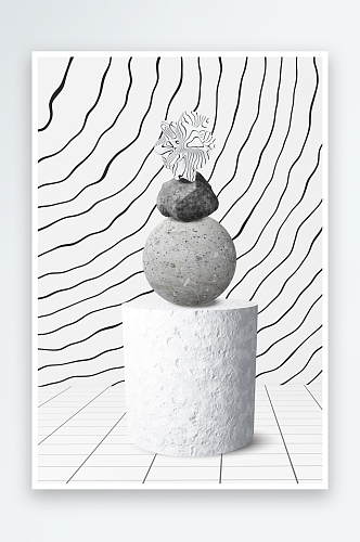 抽象艺术3D立体水泥岩石混凝土扭曲背景