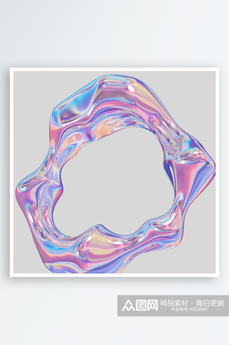 虹彩3D立体抽象艺术铝箔金属几何拼贴素材