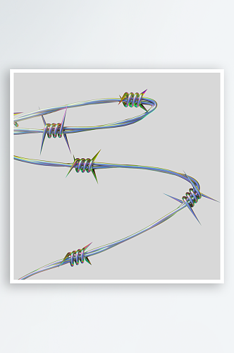 街头酸性3D荆棘金属摇滚铁丝网PNG免扣