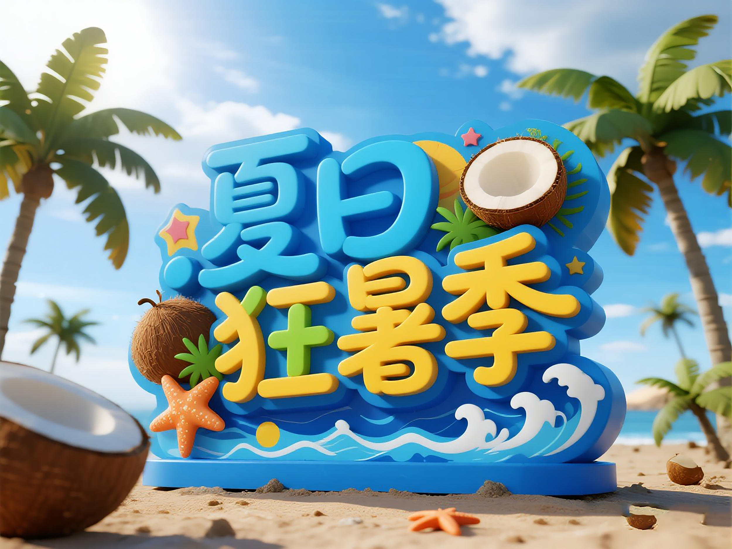夏日狂暑季艺术展板素材