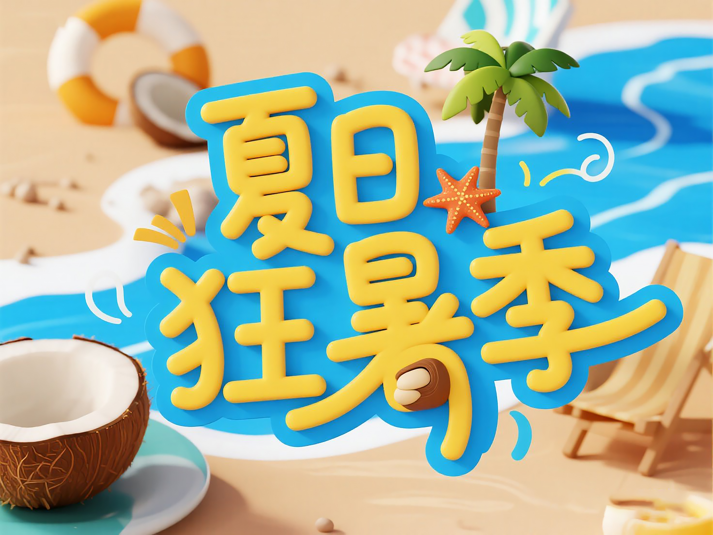 夏日狂暑季艺术展板素材