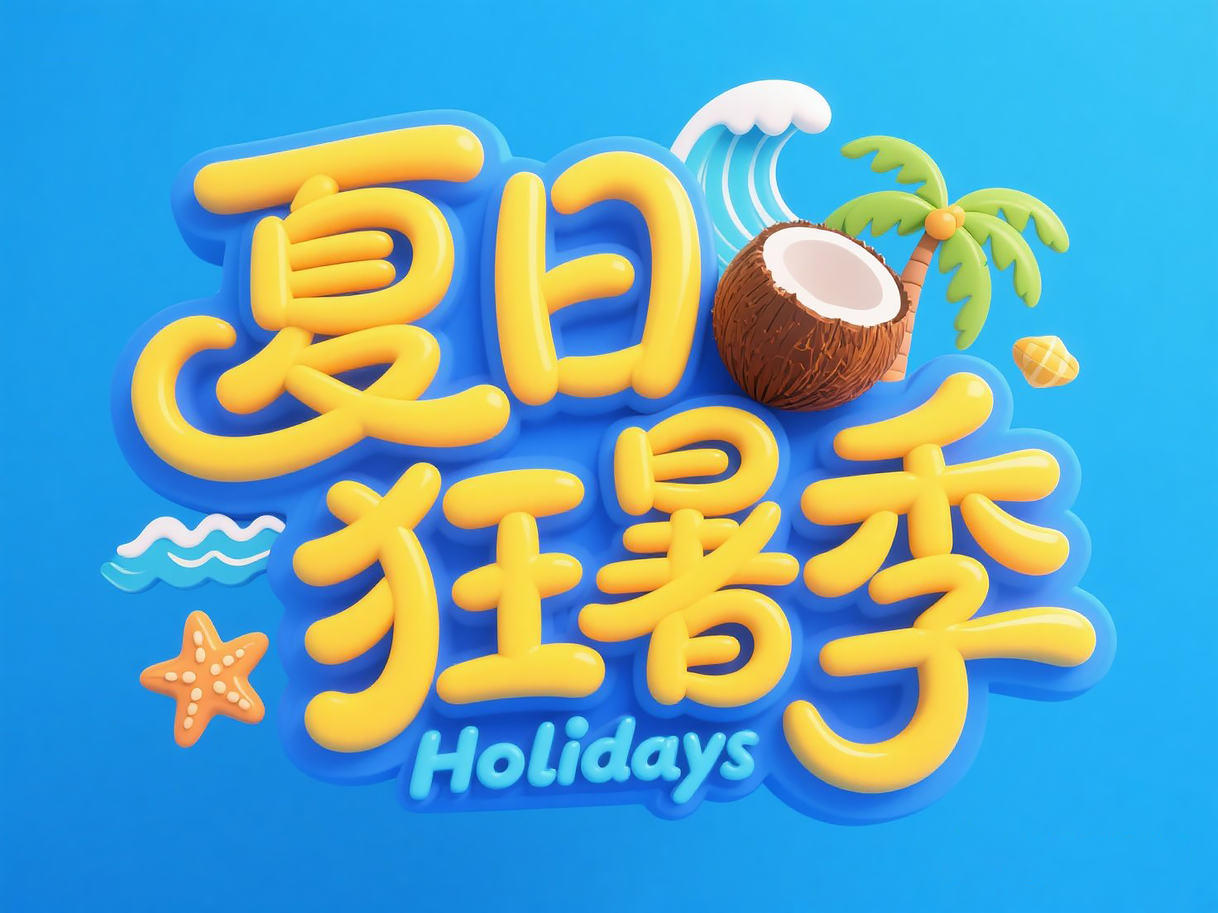 夏日狂暑季艺术展板素材