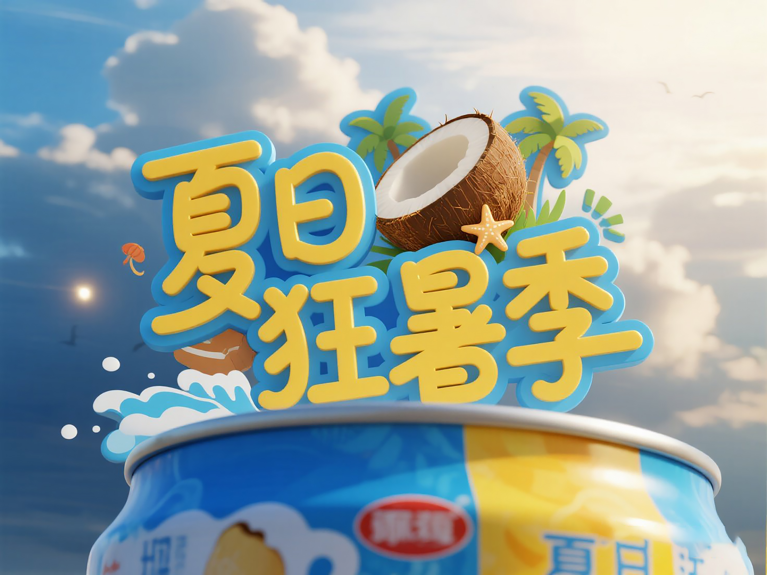 夏日狂暑季艺术展板素材
