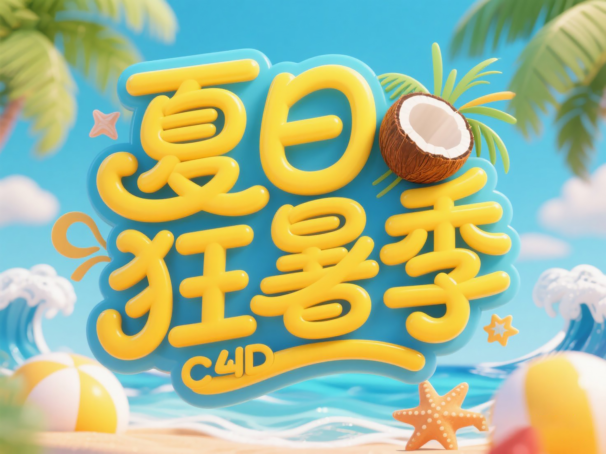 夏日狂暑季艺术展板素材