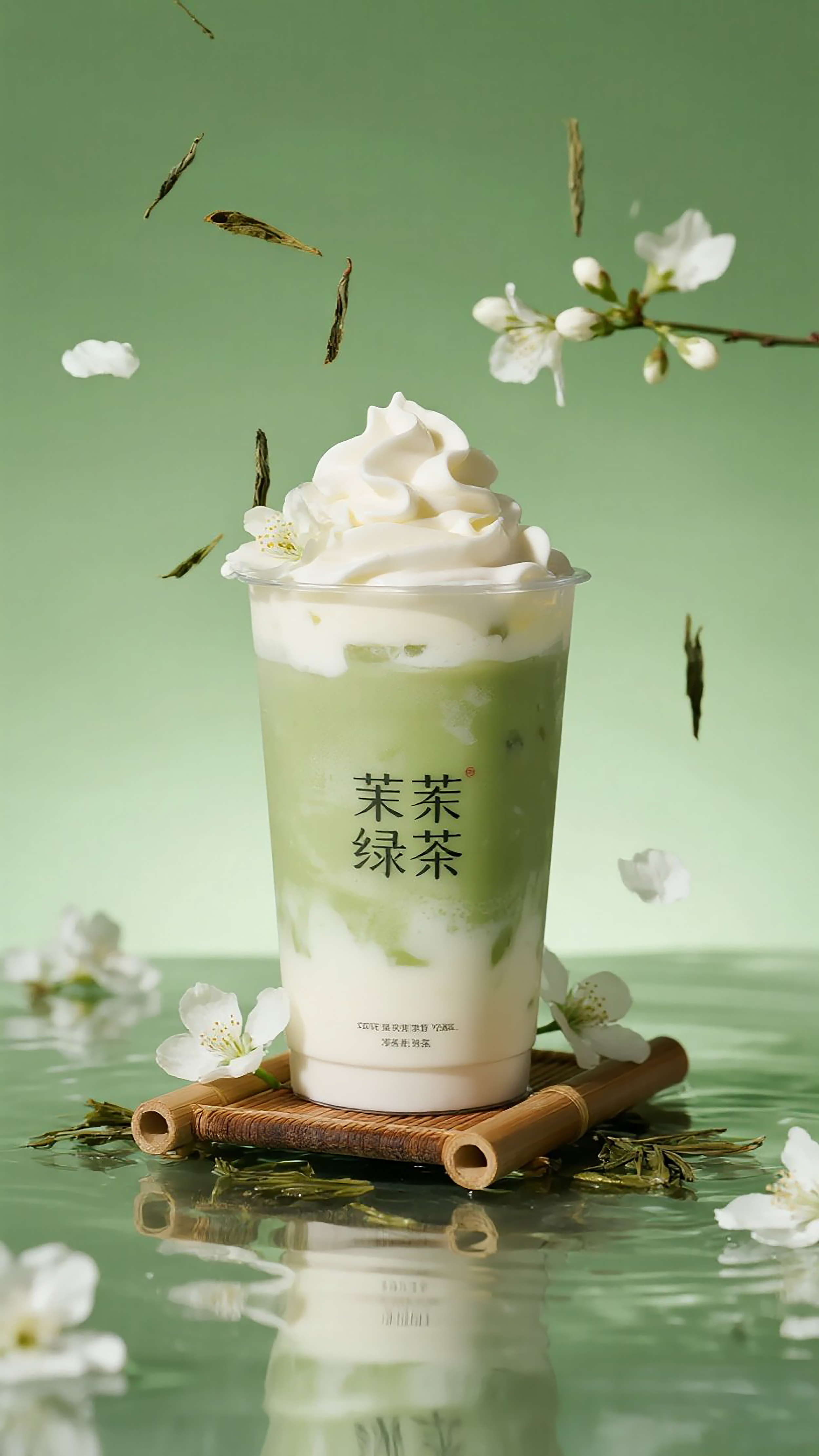 一杯茉绿奶茶雪顶饮品素材