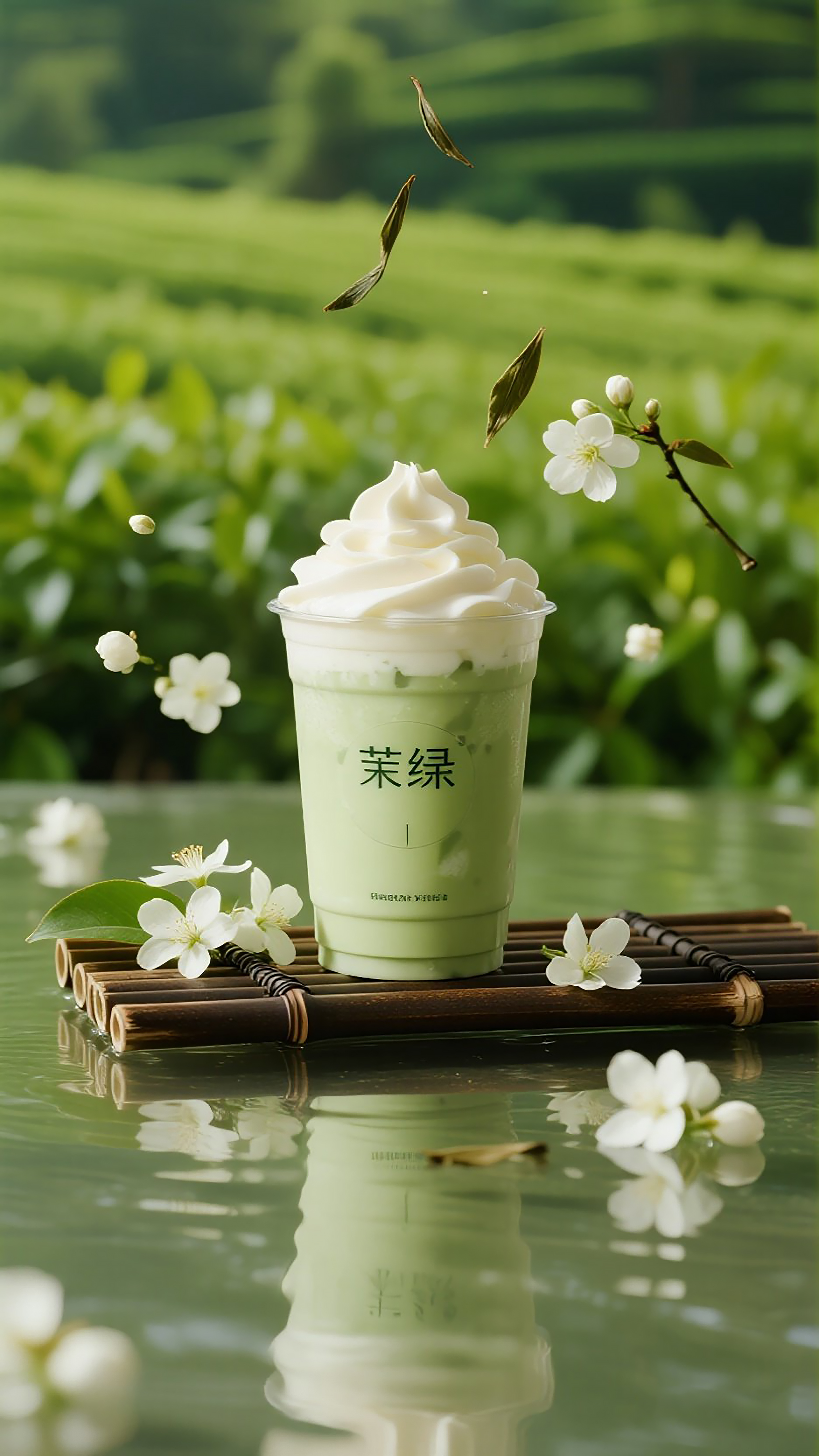 一杯茉绿奶茶雪顶饮品素材