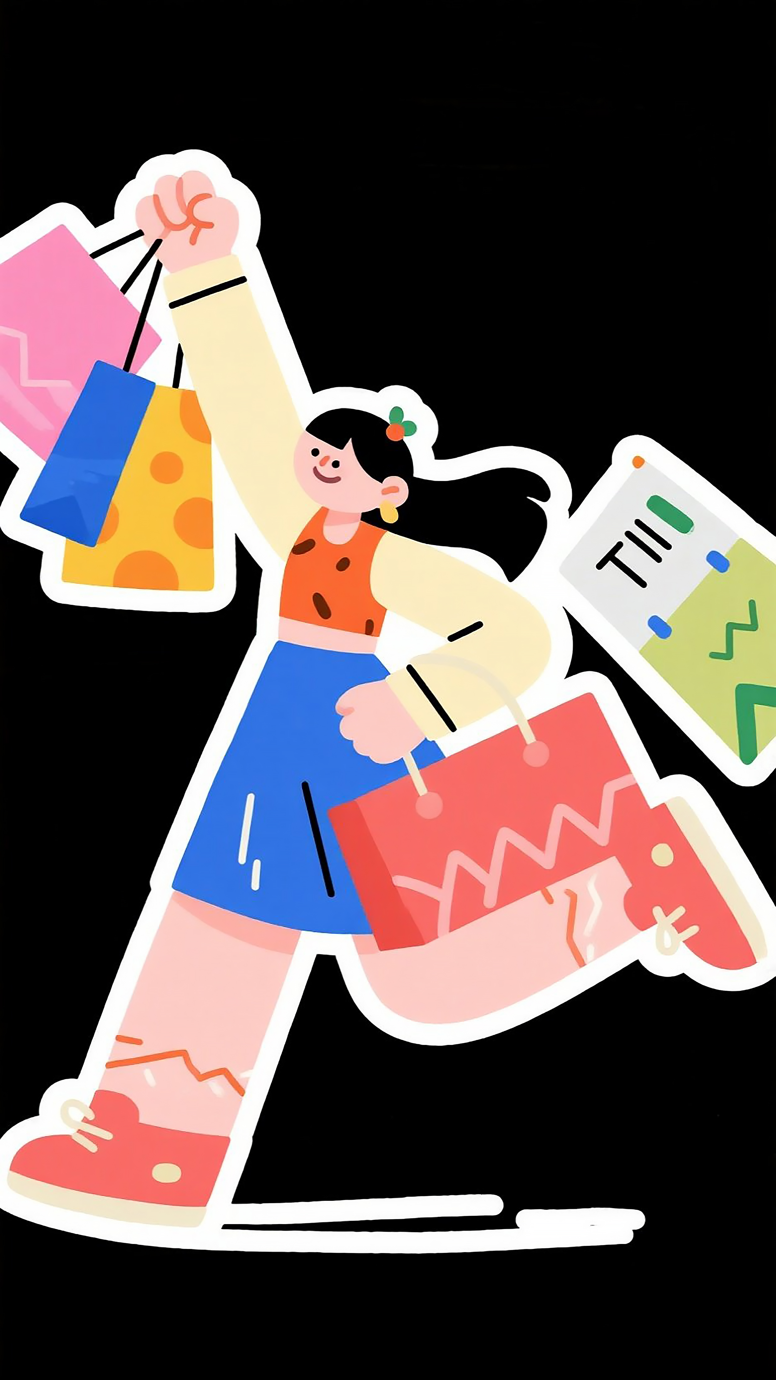扁平年轻女子插画风格素材