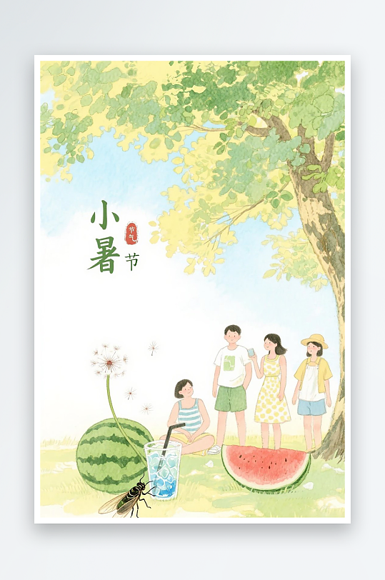 小暑节气插画图片