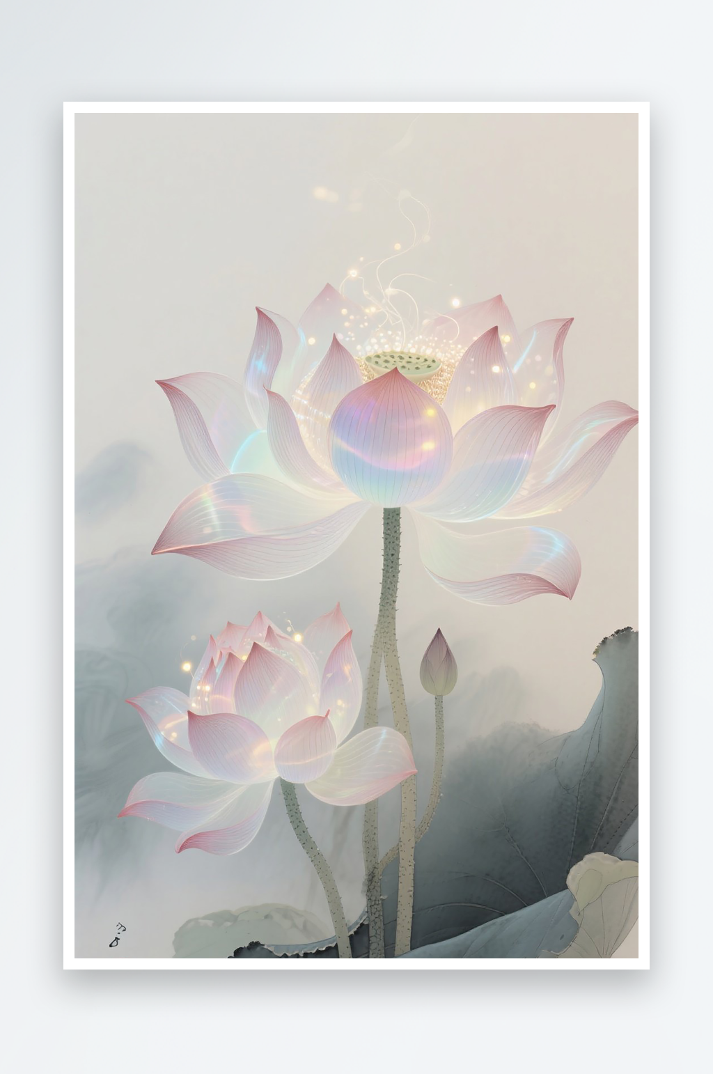 白莲花白荷花图片素材