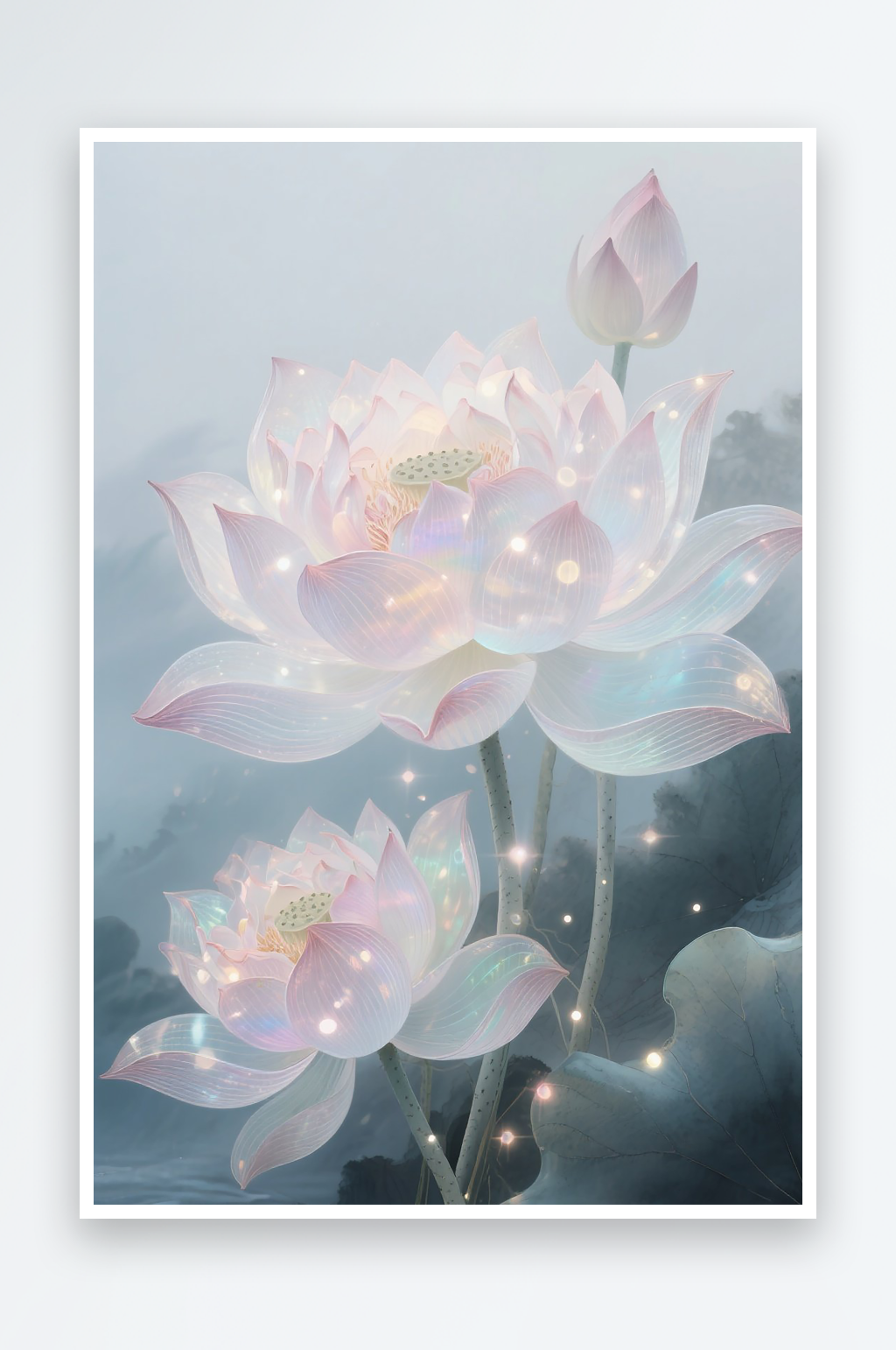 白莲花白荷花图片素材