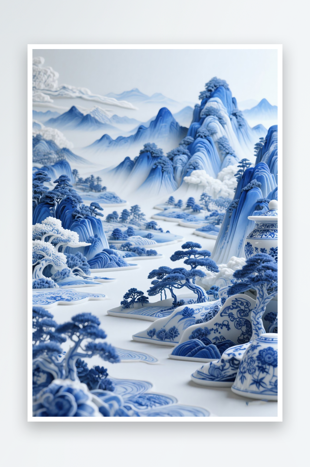 千里江山图绘画背景素材