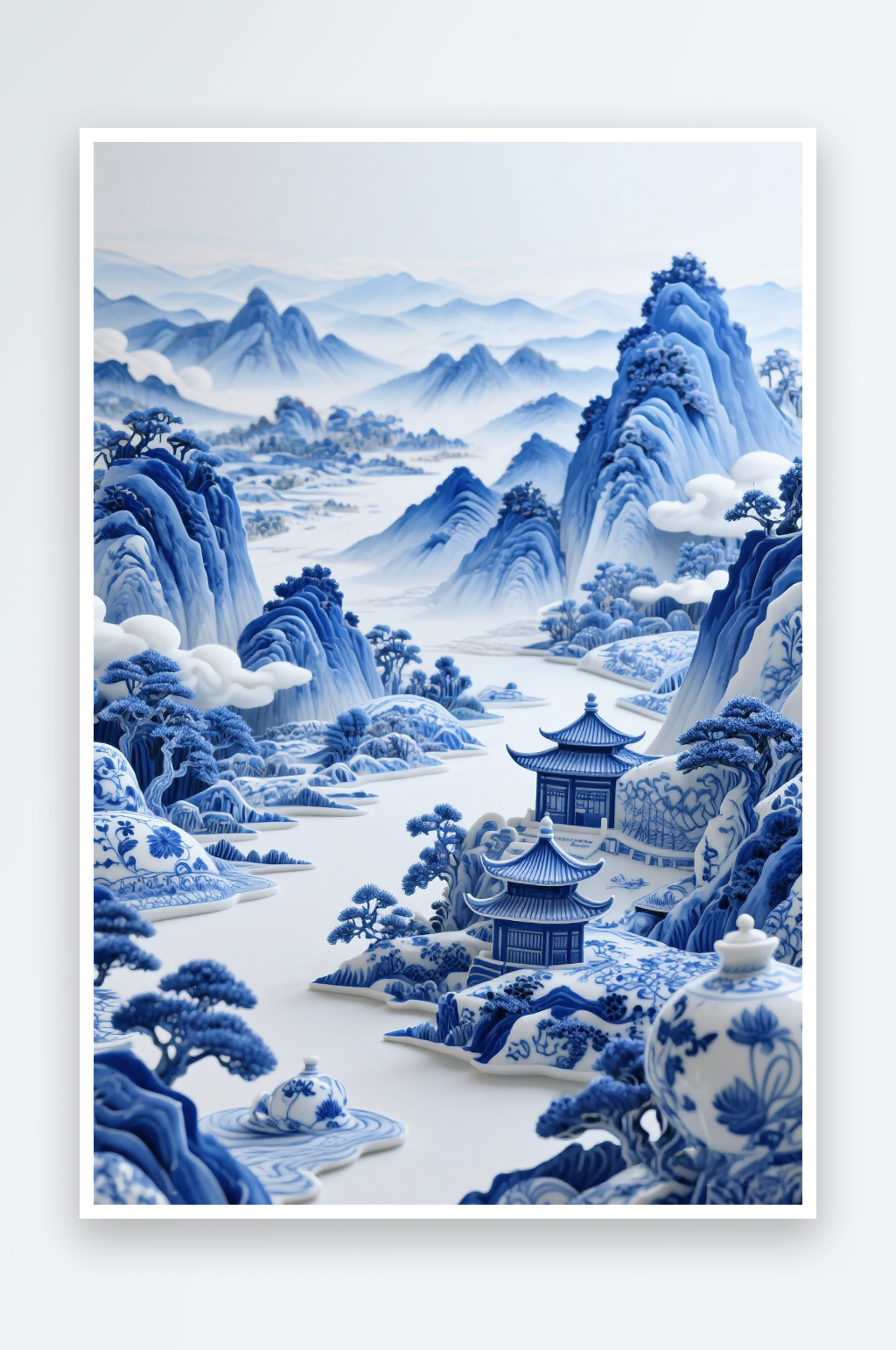 千里江山图绘画背景素材
