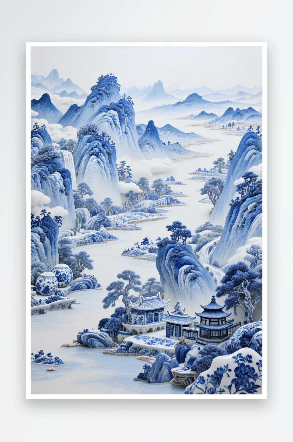 千里江山图绘画背景素材