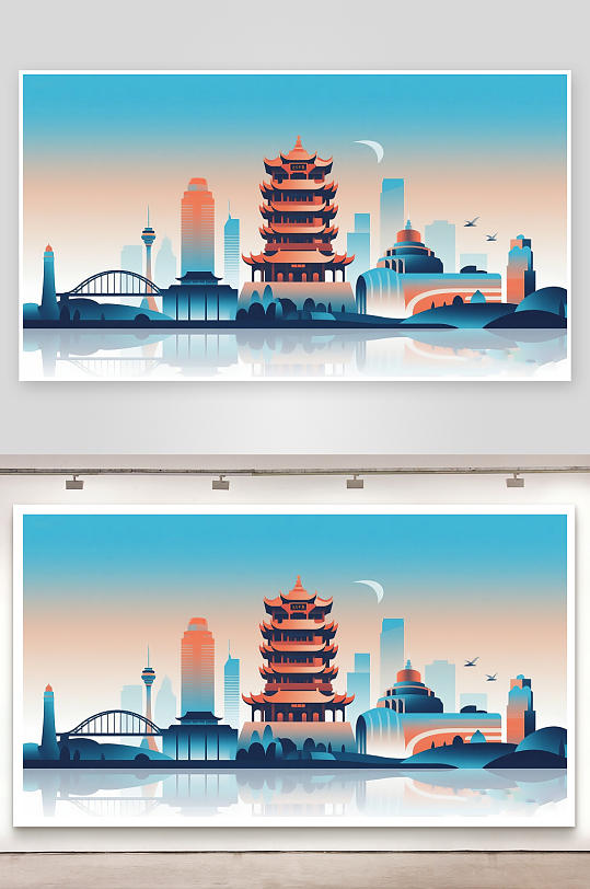 武汉城市地标插画