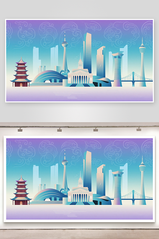 武汉城市地标插画