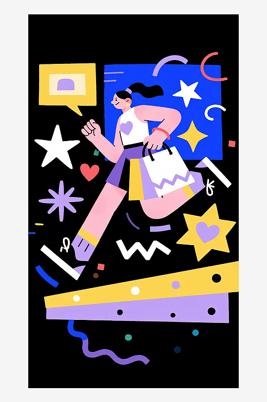 扁平年轻女子插画风格