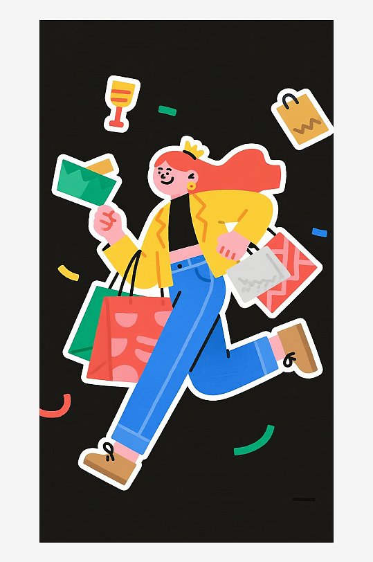 扁平年輕女子插畫風(fēng)格