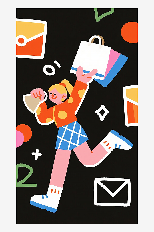 扁平年轻女子插画风格