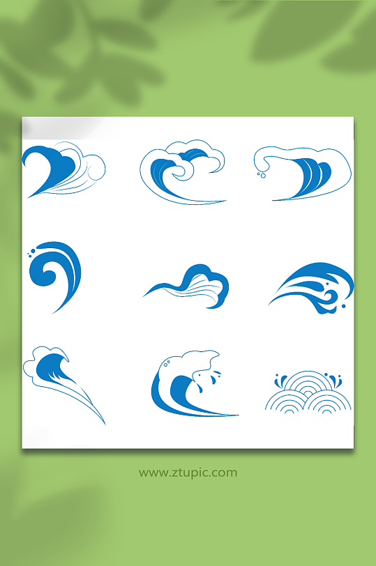 蓝色简约矢量浪花波浪插画元素素材下载-众图网