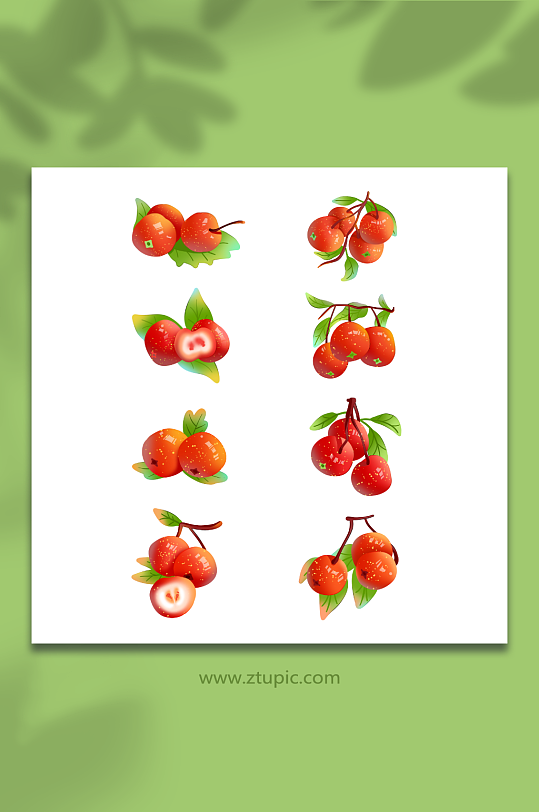 微立体山楂冬季水果元素插画-众图网