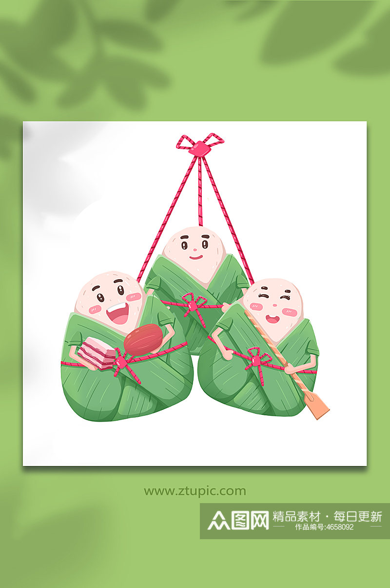 中国传统节日端午节包粽子插画素材