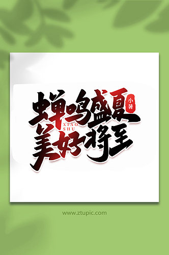 蝉鸣盛夏中国传统24节气小暑艺术字