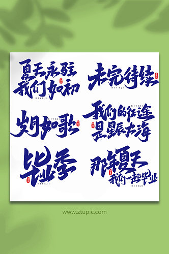 校园毕业季手写艺术字