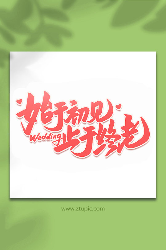 始于初见止于终老婚礼手写浪漫艺术字