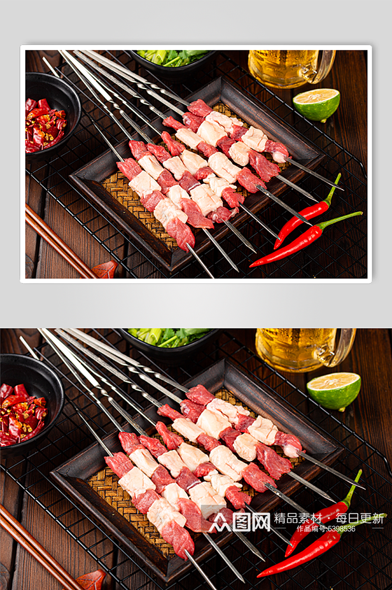 牛肉大串生串烧烤摄影图片素材