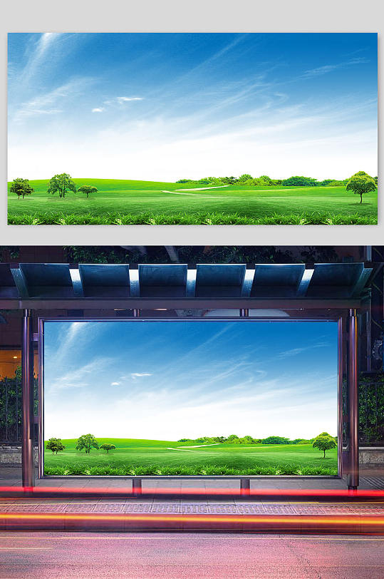 蓝天白云草地背景-众图网