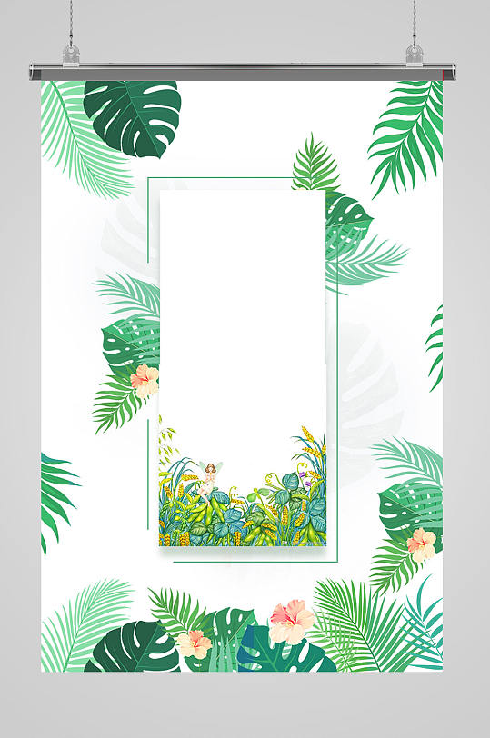 热带树叶花艺背景-众图网