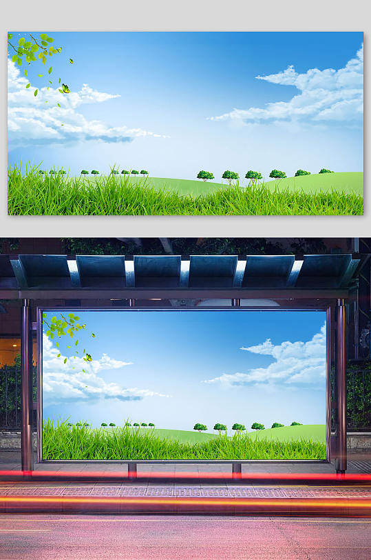 蓝天白云草地背景-众图网