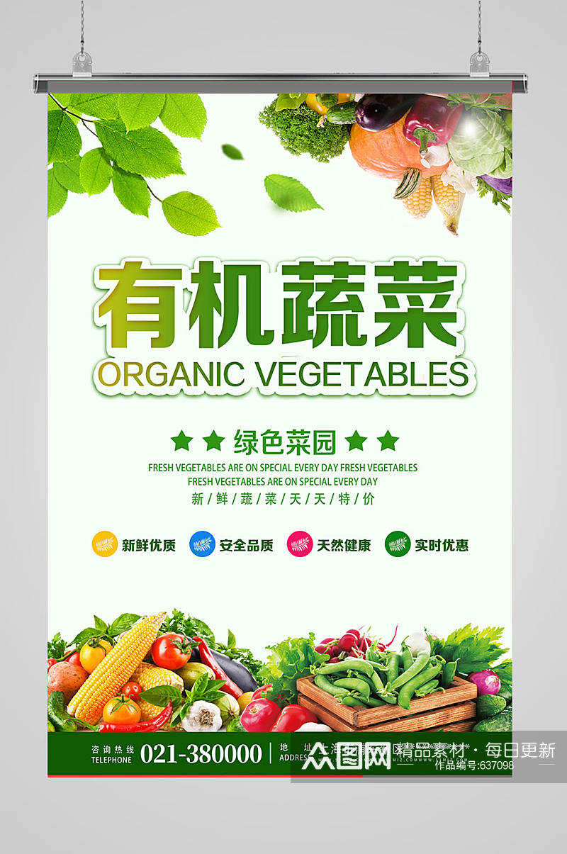 有机蔬菜新鲜蔬菜蔬菜蔬果海报素材