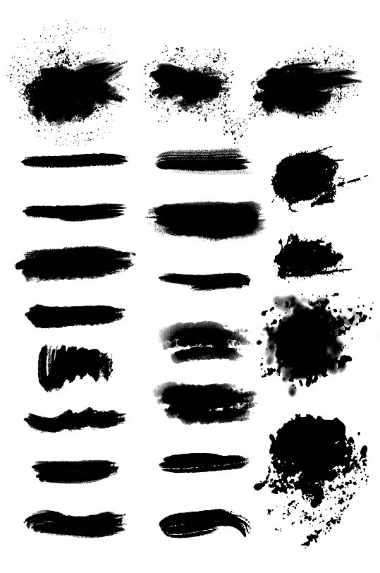 水墨笔刷笔触泼墨素材