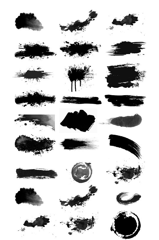 中式水墨笔刷痕迹泼墨素材