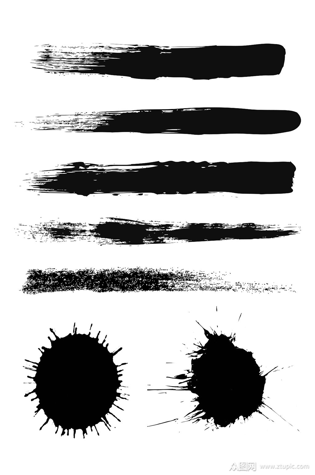 笔刷痕迹墨点泼墨素材