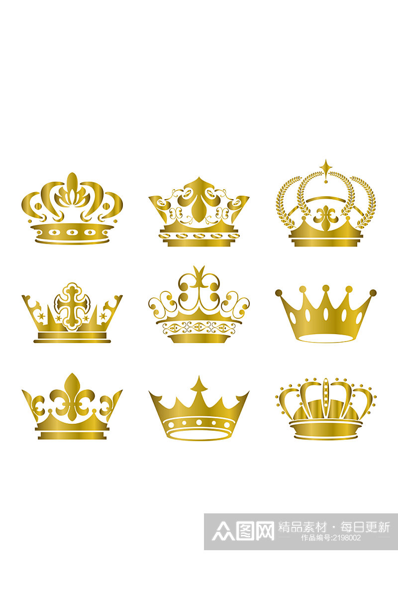 复古皇冠金色皇冠设计元素素材