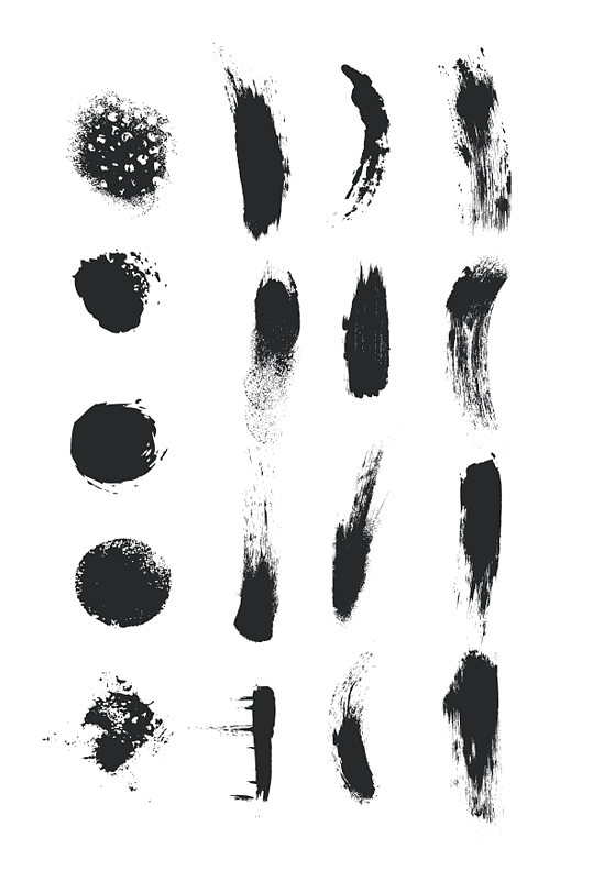 毛笔笔刷笔触设计元素-众图网