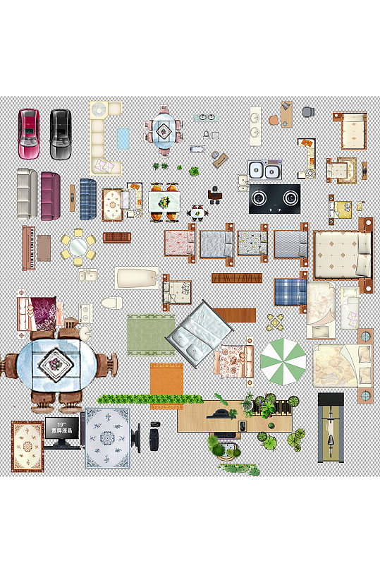 彩色平面家具户型图元素