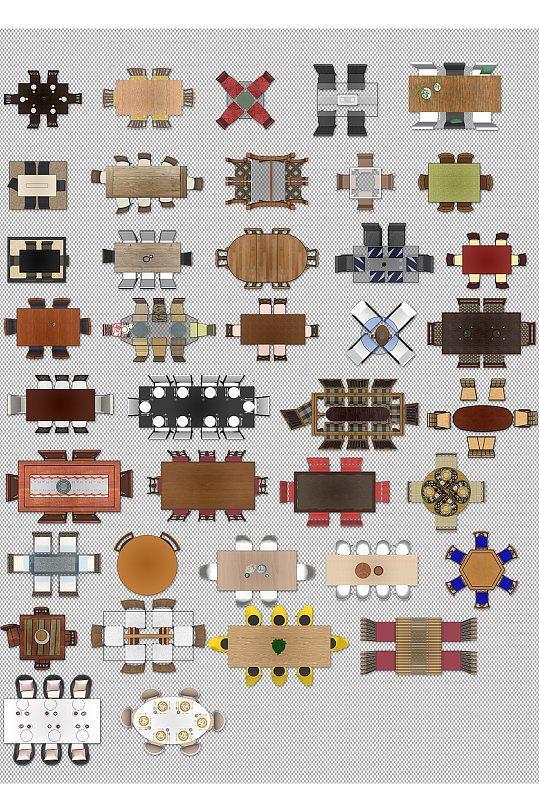 长圆会议桌cad素材彩色平面家具户型图元素立即下载彩色平面家具户型