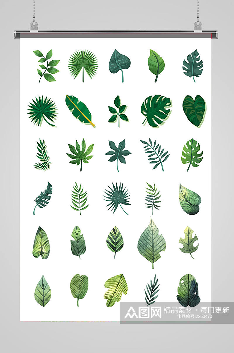 卡通树叶热带树叶元素设计素材