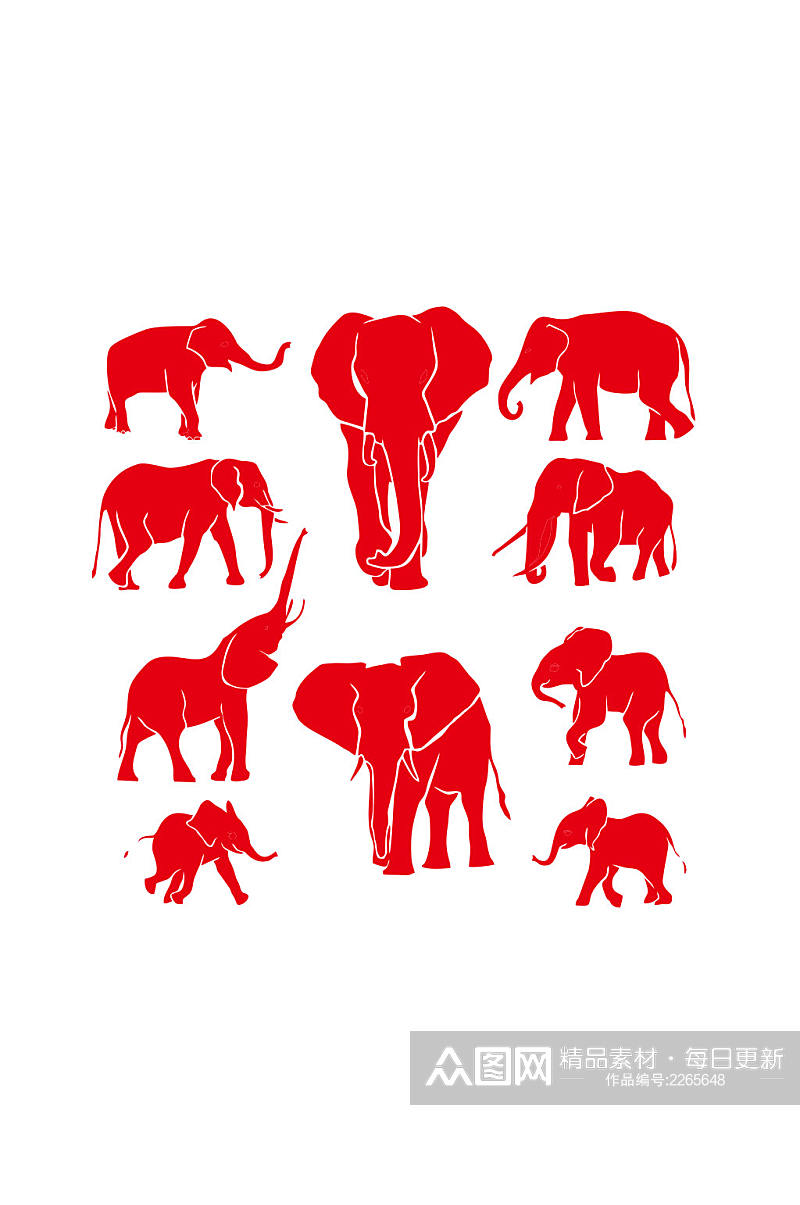 大象剪影动物剪影元素素材