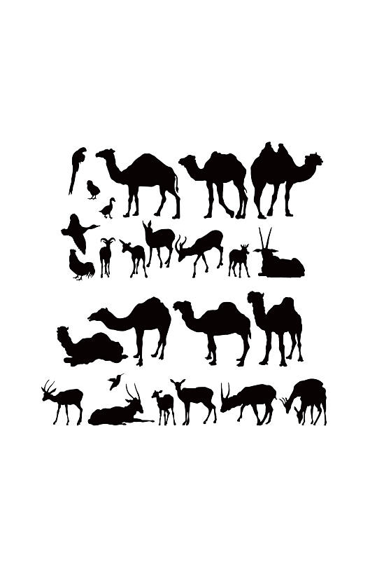 骆驼剪影鹿剪影元素设计