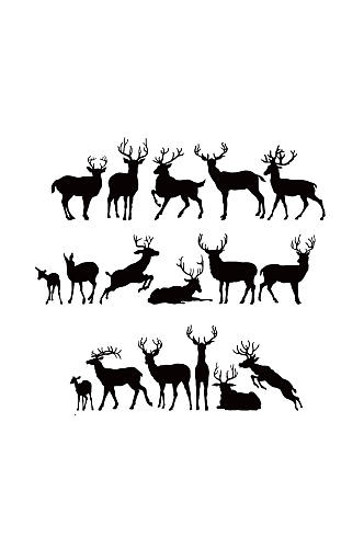 动物剪影鹿剪影元素设计