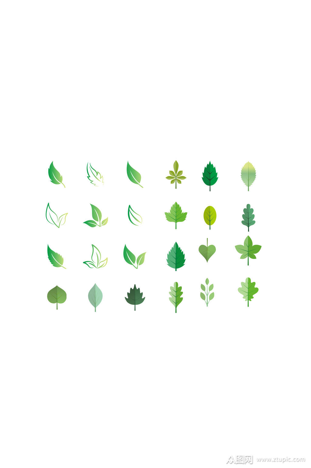 树叶剪影手绘树叶元素设计