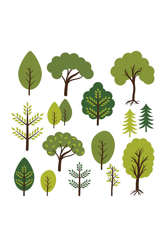 卡通树手绘树元素设计