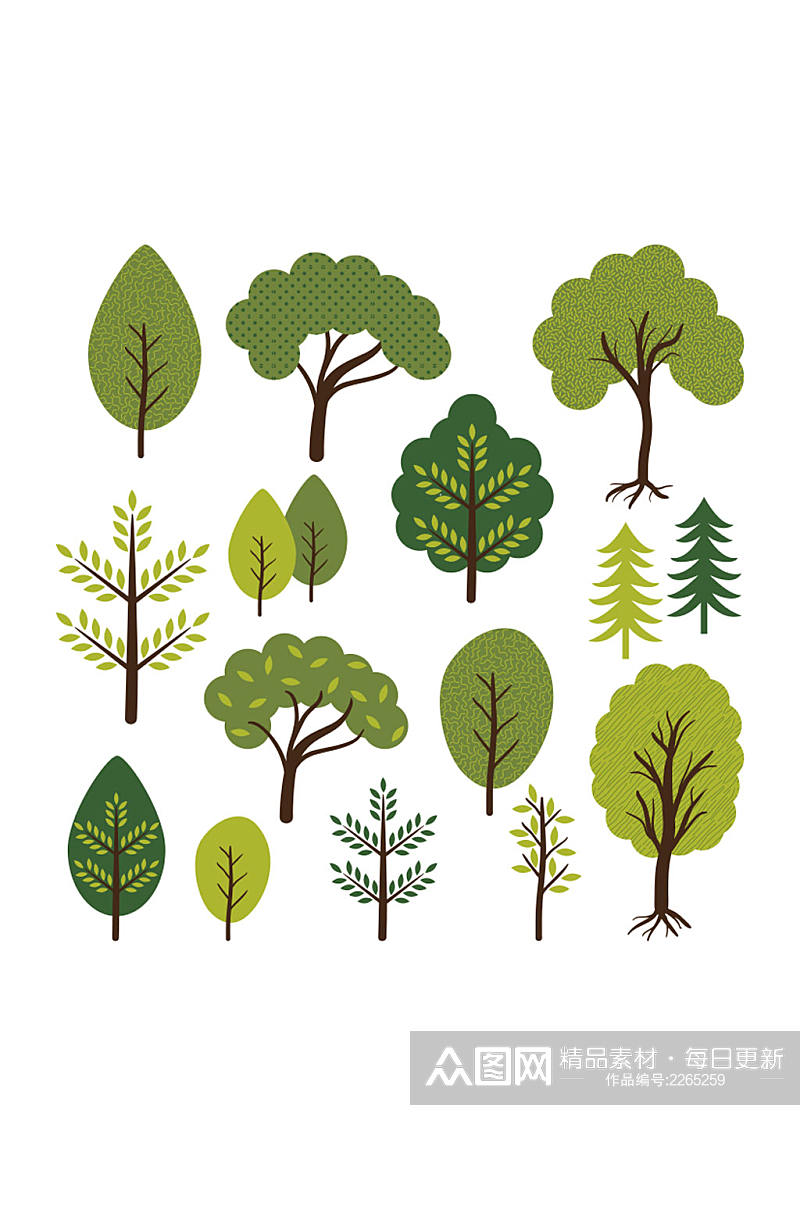卡通树手绘树元素设计素材