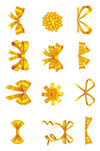 金色蝴蝶结矢量元素设计