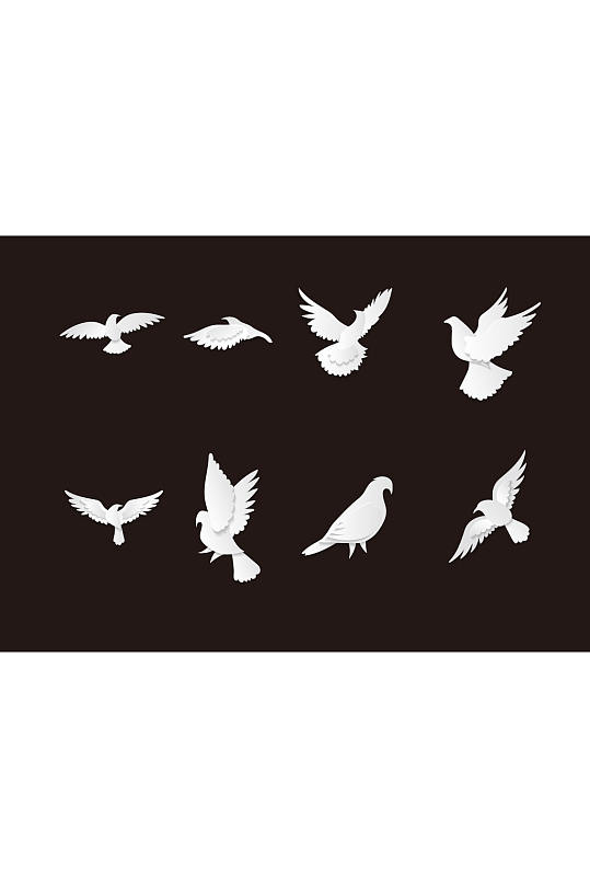 和平鸽手绘矢量元素设计