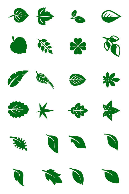 手绘树叶绿色树叶元素-众图网